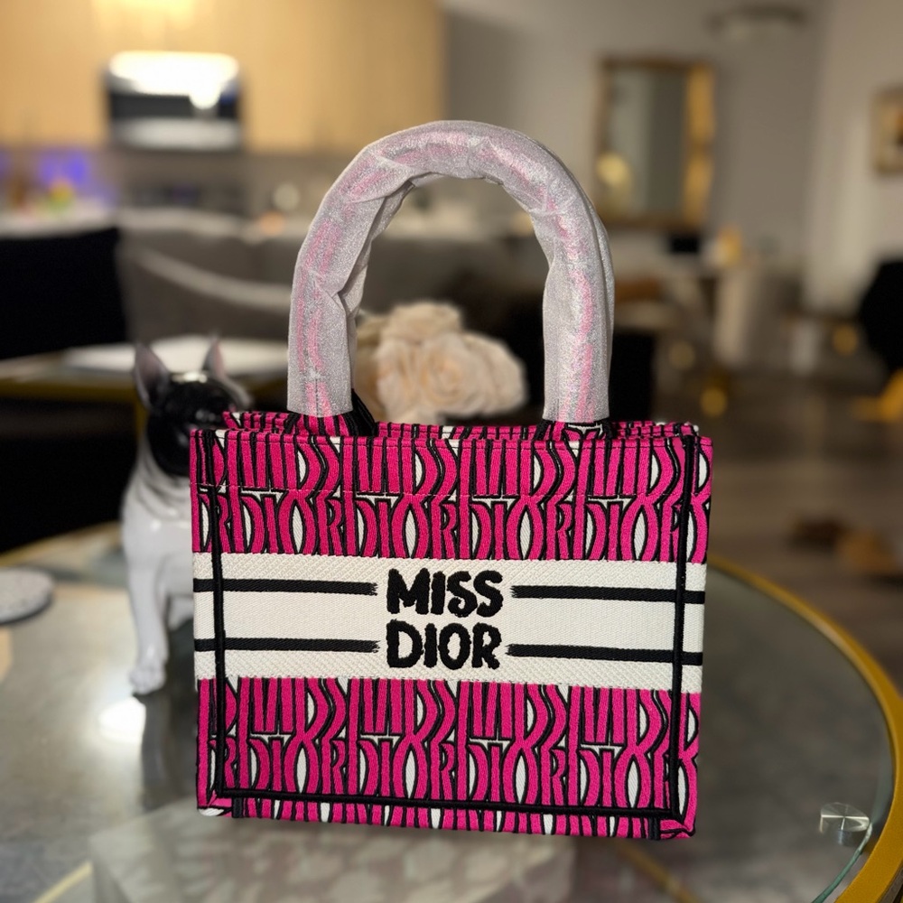 Pink and Black small book Tote Bag